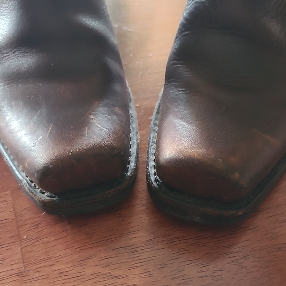 Frye Dark Brown Leather Moto Boots - Picture 9 of 13